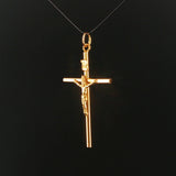19k Portuguese Yellow Gold 5.8g Vintage Cross Crucifix Pendant 2"