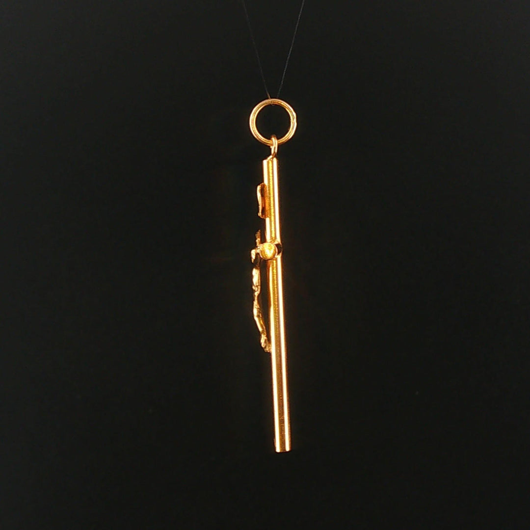 19k Portuguese Yellow Gold 5.8g Vintage Cross Crucifix Pendant 2"
