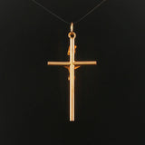 19k Portuguese Yellow Gold 5.8g Vintage Cross Crucifix Pendant 2"