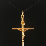 19k Portuguese Yellow Gold 5.8g Vintage Cross Crucifix Pendant 2"