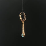 18k Yellow Gold and Turquoise Vintage Drop Dangle Earrings 1.85"