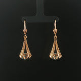 18k Yellow Gold and Turquoise Vintage Drop Dangle Earrings 1.85"