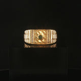 18k Yellow Gold Emerald and Diamond Men's Ring Size 10.25