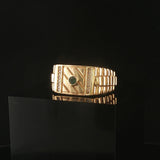 18k Yellow Gold Emerald and Diamond Men's Ring Size 10.25
