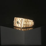 18k Yellow Gold Emerald and Diamond Men's Ring Size 10.25
