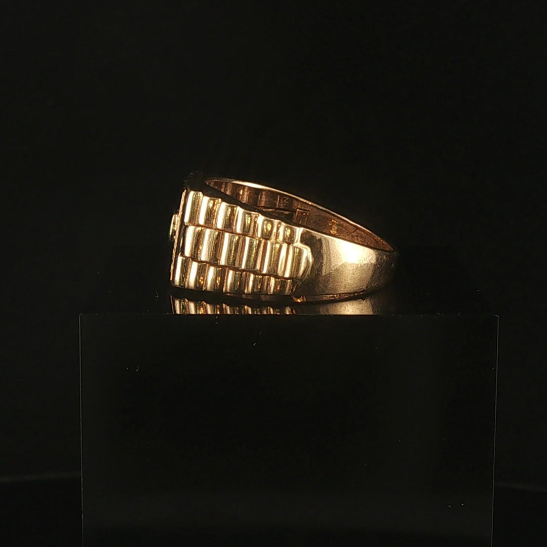 18k Yellow Gold Emerald and Diamond Men's Ring Size 10.25