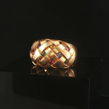 LeVian 14k Yellow Gold Multi Gemstone Basketweave Ring Size 6.75