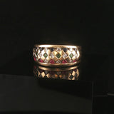 14k Yellow Gold Multi Gemstone and Diamond Vintage Band Ring Size 6
