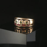 14k Yellow Gold Multi Gemstone and Diamond Vintage Band Ring Size 6