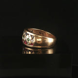 14k Yellow Gold Multi Gemstone and Diamond Vintage Band Ring Size 6