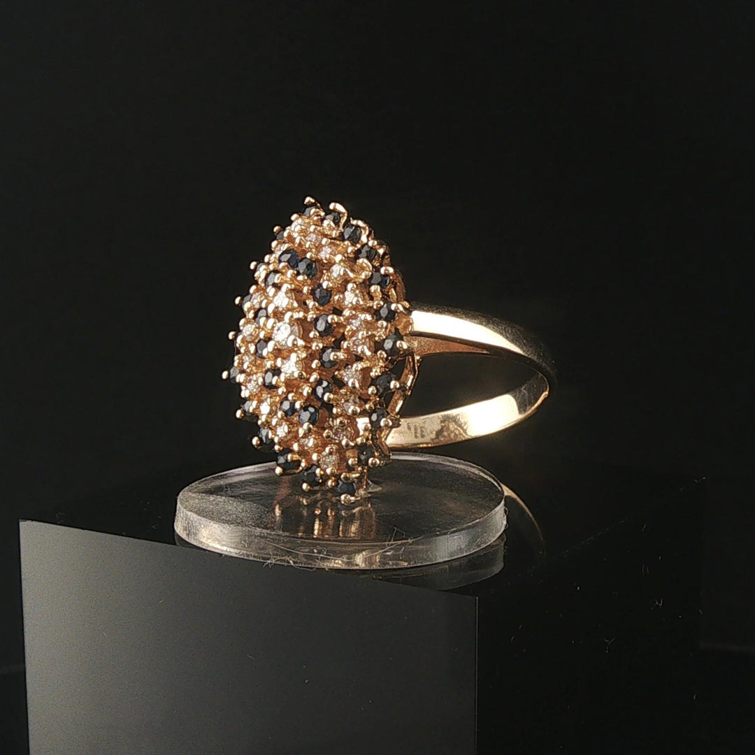 14k Yellow Gold Sapphire and 0.30cttw Diamond Cluster Ring Size 11