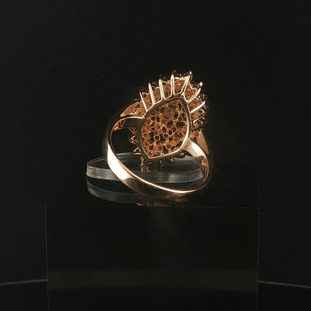 14k Yellow Gold Sapphire and 0.30cttw Diamond Cluster Ring Size 11