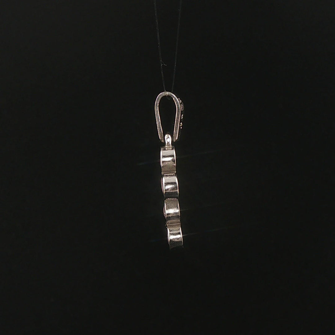 14k White Gold and Bezel Set Pink Quartz Cross Pendant 1"