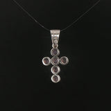 14k White Gold and Bezel Set Pink Quartz Cross Pendant 1"