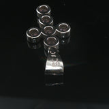 14k White Gold and Bezel Set Pink Quartz Cross Pendant 1"