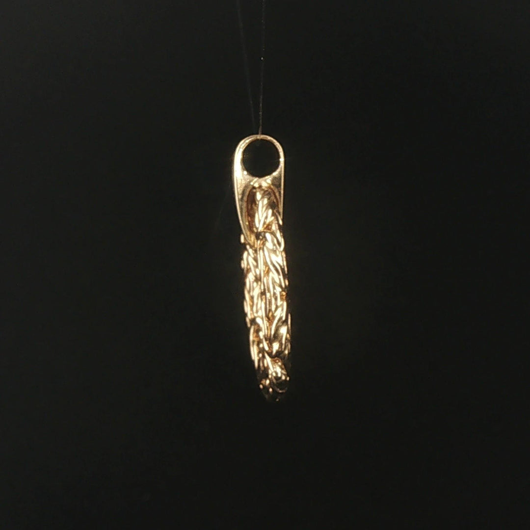 14k Yellow Gold and Diamond Byzantine Circle Pendant 1.2"