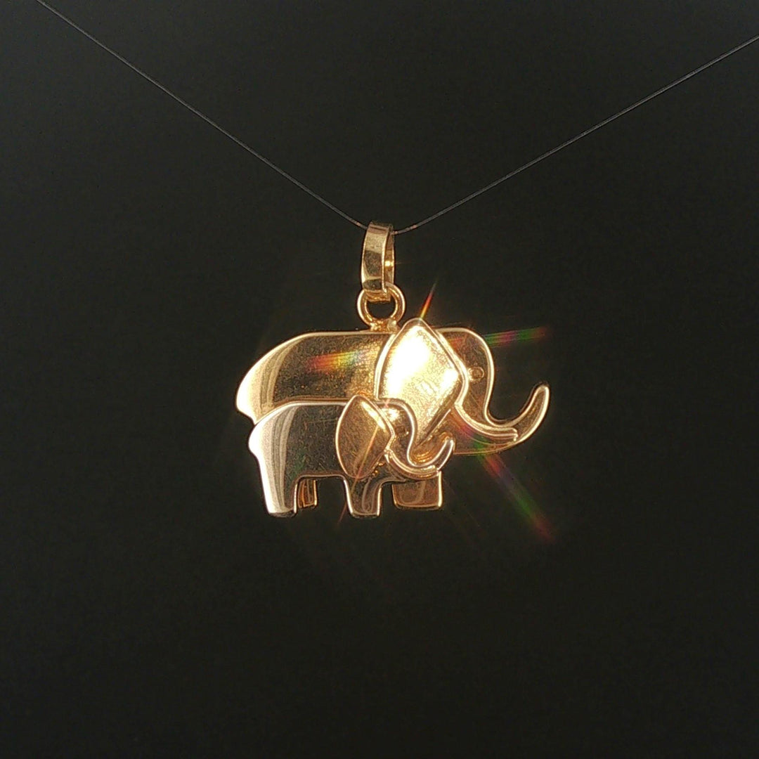 18k Yellow and White Gold 7.8g Mother and Child Elephant Charm Pendant