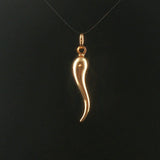 18k Yellow Gold 3.3g Polished Vintage Italian Horn Pendant 1.75"