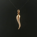 18k Yellow Gold 3.3g Polished Vintage Italian Horn Pendant 1.75"