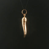 18k Yellow Gold 3.3g Polished Vintage Italian Horn Pendant 1.75"