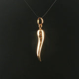18k Yellow Gold 3.3g Polished Vintage Italian Horn Pendant 1.75"