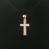 14k Yellow and White Gold 1.3g Hollow Cross Pendant 1.35"