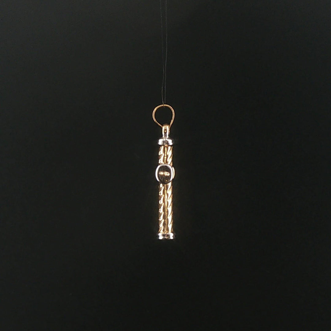 14k Yellow and White Gold 1.3g Hollow Cross Pendant 1.35"
