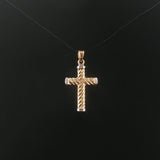 14k Yellow and White Gold 1.3g Hollow Cross Pendant 1.35"