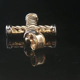 14k Yellow and White Gold 1.3g Hollow Cross Pendant 1.35"