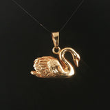 Steve Wardle 14k Yellow Gold 15.5g Heavy Ruby Eyes Swan Pendant
