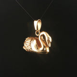 Steve Wardle 14k Yellow Gold 15.5g Heavy Ruby Eyes Swan Pendant