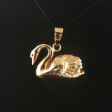 Steve Wardle 14k Yellow Gold 15.5g Heavy Ruby Eyes Swan Pendant