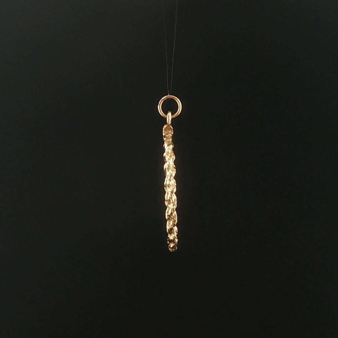14k Yellow Gold 4.8g Solid Vintage Rope Border Libra Charm Pendant 1.5"
