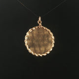 14k Yellow Gold 4.8g Solid Vintage Rope Border Libra Charm Pendant 1.5"
