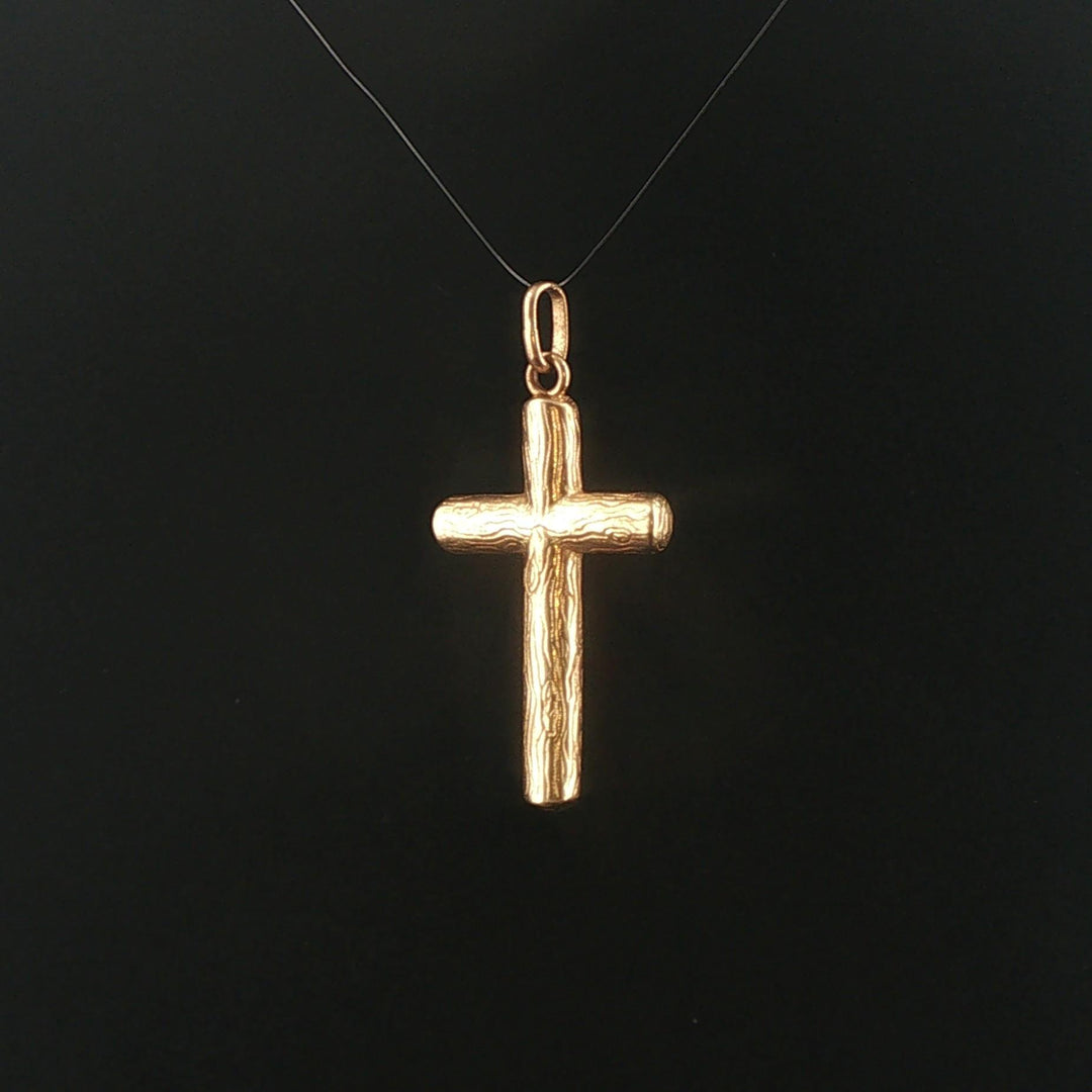 14k Yellow Gold 4.4g Solid Vintage Cross Pendant 1.75"