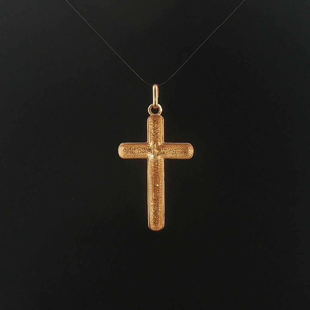 14k Yellow Gold 4.4g Solid Vintage Cross Pendant 1.75"
