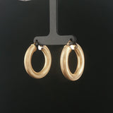 14k Yellow Gold 5.7g Hollow Thick Textured Hoop Earrings Italy 1.3"