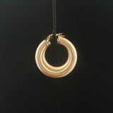 14k Yellow Gold 5.7g Hollow Thick Textured Hoop Earrings Italy 1.3"