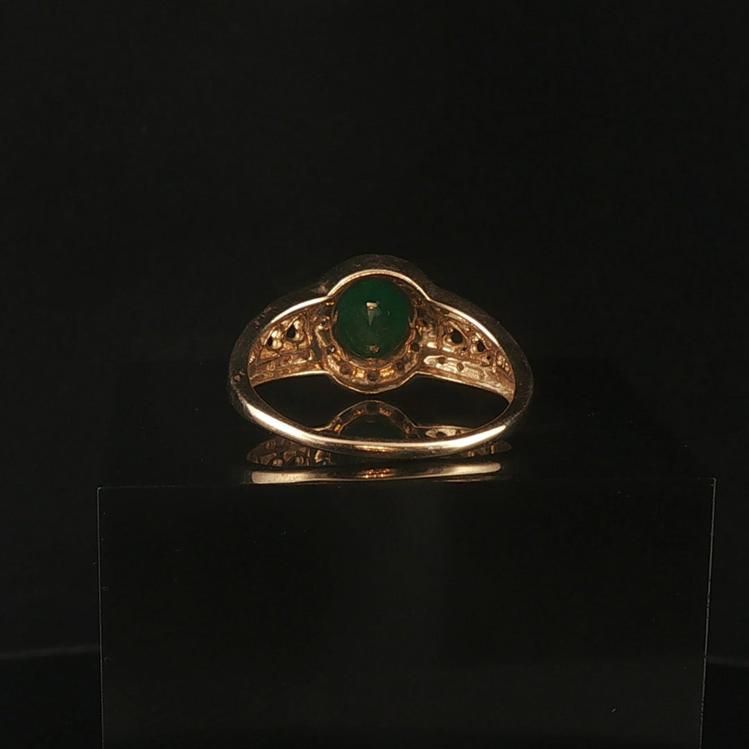 14k Yellow and White Gold Emerald and Diamond Ladies Fancy Ring Size 9