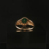 14k Yellow and White Gold Emerald and Diamond Ladies Fancy Ring Size 9
