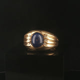 14k Yellow Gold Blue Star Sapphire and Diamond Vintage Men's Heavy Ring Size 10