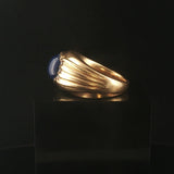 14k Yellow Gold Blue Star Sapphire and Diamond Vintage Men's Heavy Ring Size 10