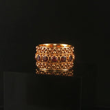14k Yellow Gold and Garnet 7.3g Solid Vintage Ladies Band Ring Size 7
