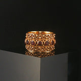 14k Yellow Gold and Garnet 7.3g Solid Vintage Ladies Band Ring Size 7