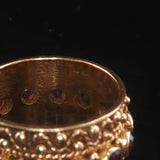 14k Yellow Gold and Garnet 7.3g Solid Vintage Ladies Band Ring Size 7