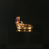 14k Yellow Gold Amethyst and Diamond Vintage Crown Ring Size 5
