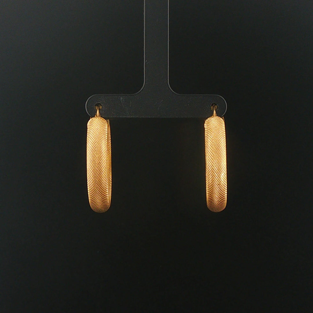 14k Yellow Gold 5.2g UnoAErre Hollow Thick Textured Hoop Earrings Italy 1.3"
