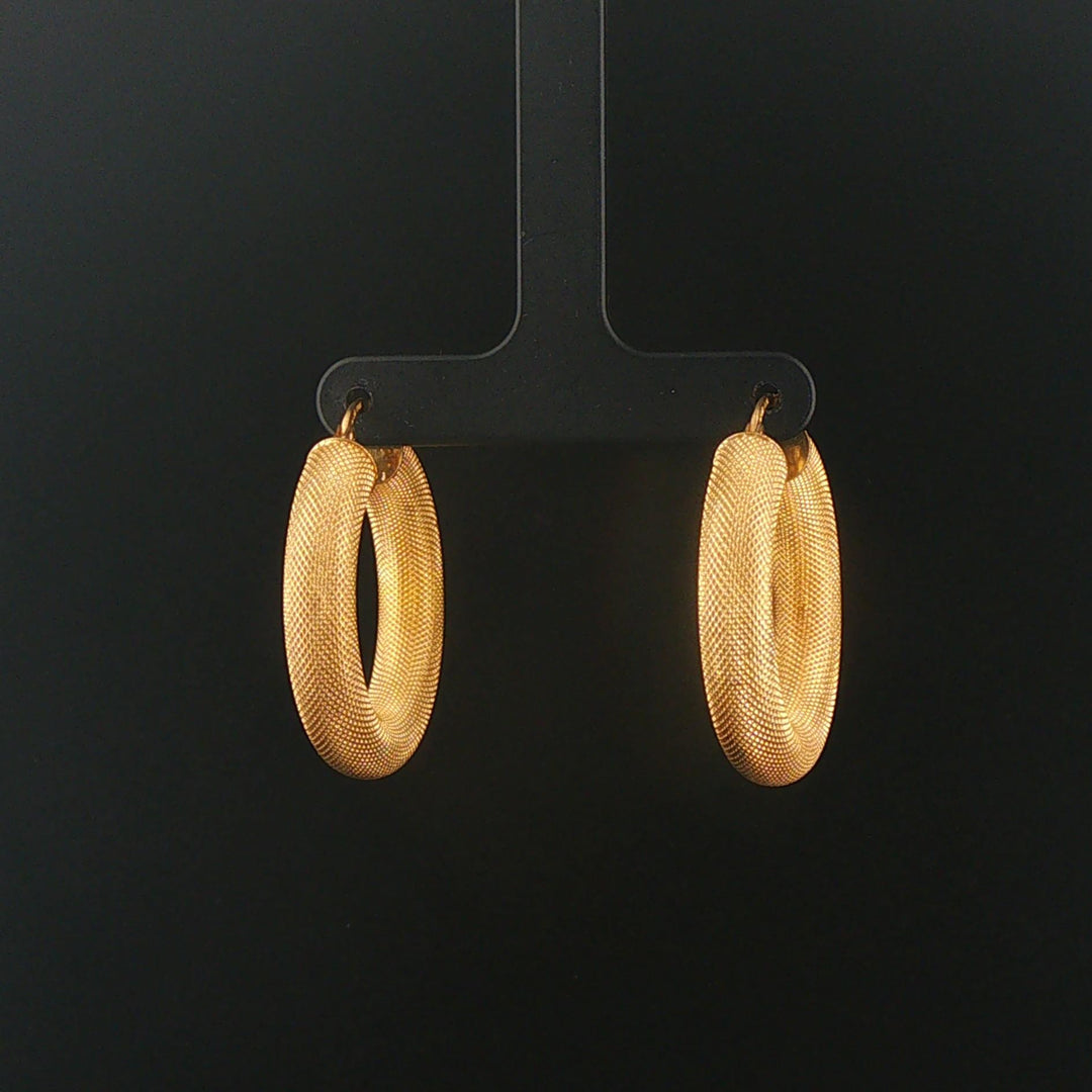 14k Yellow Gold 5.2g UnoAErre Hollow Thick Textured Hoop Earrings Italy 1.3"