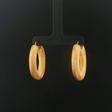 14k Yellow Gold 5.2g UnoAErre Hollow Thick Textured Hoop Earrings Italy 1.3"