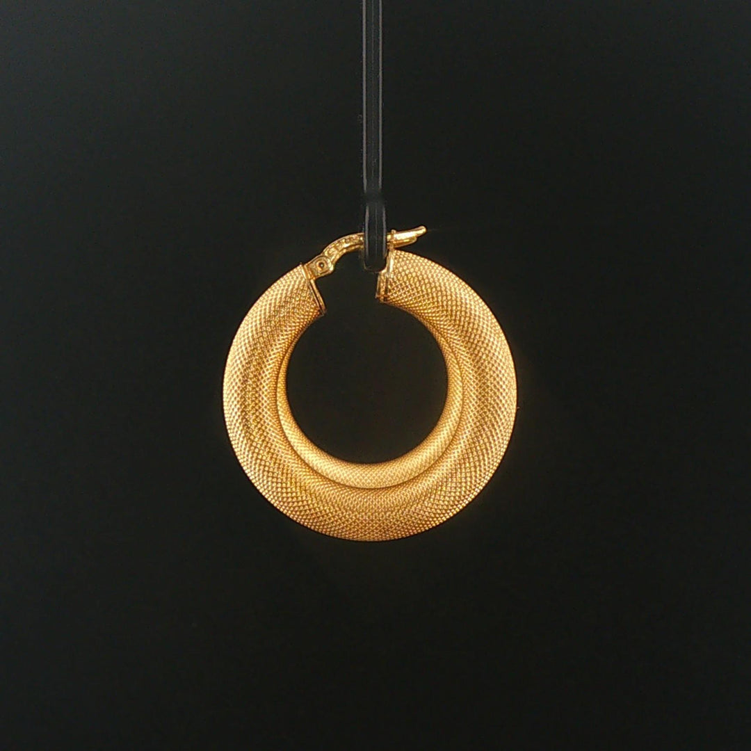 14k Yellow Gold 5.2g UnoAErre Hollow Thick Textured Hoop Earrings Italy 1.3"